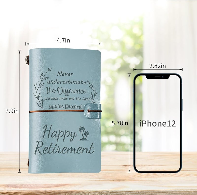 PRSTENLY Retirement Gift for Woman Men, Retirement Gifts for Women Teacher Friends Nurse Boss, Retired Going Away Goodbye Leaving Farewell Gifts for Coworkers- Happy Retirement Leather Journal - Image 3